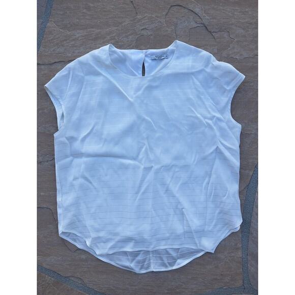 mm lafleur blouse Shirt Top Women’s XS White Short Sleeve Work Dressy KB - Picture 1 of 3